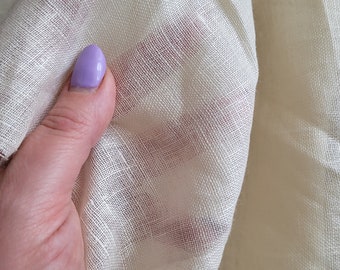 Thin linen fabric for curtains Gauze 100% flax natural offwhite oatmeal transparent, loose weave sheer, lightweight. CHEESECLOTH by the yard