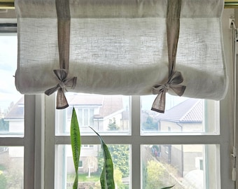 Estilo granja atar cortina atar lino valance OATMEAL cortina de lino 100% lino suavizado panel de ventana cortinas de cocina lino tamaño personalizado