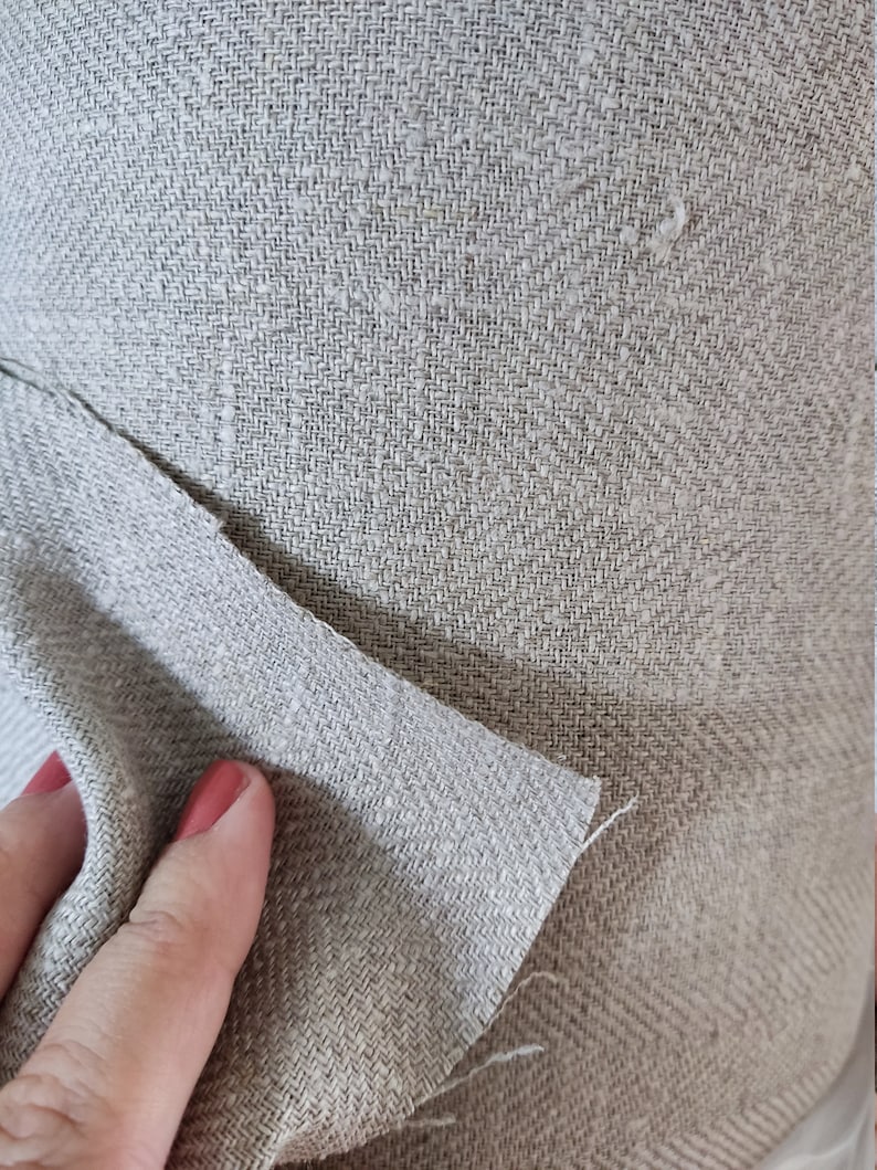 Zuiver linnen stof, zeer zwaar, ongeverfd, voorgewassen. 280 gsm Biologische linnen stof op maat gesneden, linnen stof per meter. Rustieke stof Heavy   broken twill