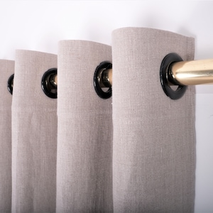 Curtains 100% Linen NATURAL Softened window panel. kitchen Living room farmhouse curtains. Grain Sack flax. Bedroom.  custom size grommets