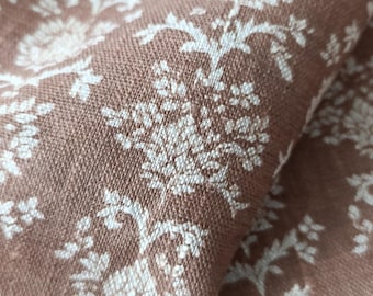 Vintage Inspired Ornamental linen Fabric with Intricate Floral  Motif – Unique Boho Chic Textile morris brown caramel print