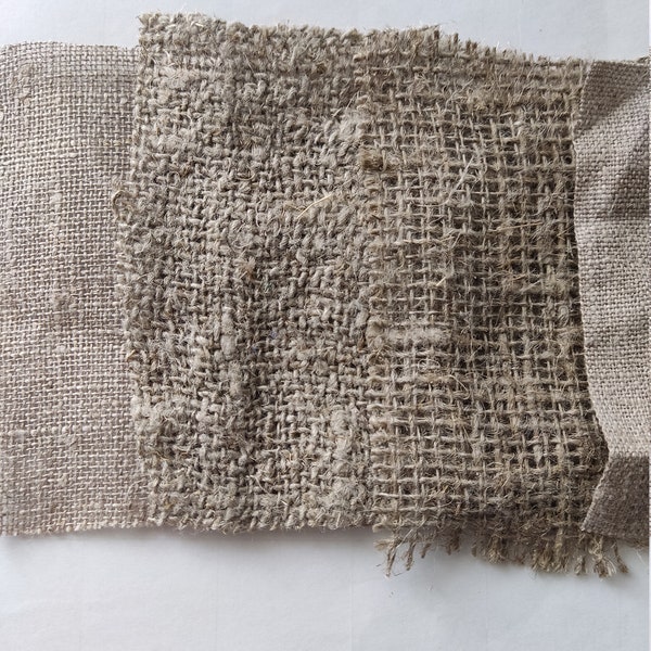 Sample Pure linen fabric,  very Heavy weight, unDyed, Prewashed. 280 gsm Organic linen Rustic fabric