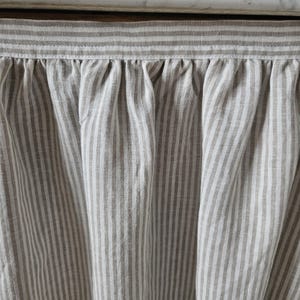Rideaux de lavabo sur mesure 100 % lin, drapé à rayures, panneau de fenêtre ramolli avec bande velcro, rideaux de cuisine de ferme, cantonnières françaises, rayures