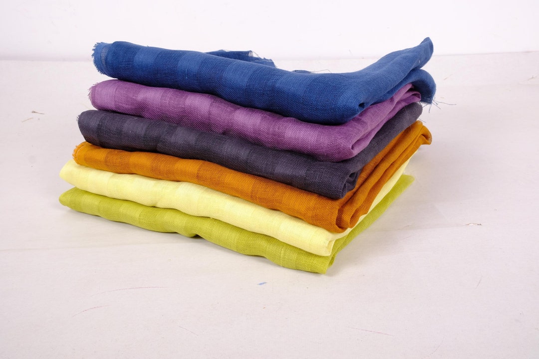 EXTRA WIDE Gauze 100 Linen Fabric Flax. STRIPES Purple Blue Etsy