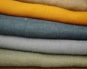 Tessuto a spina di pesce 100% lino lino. CHEVRON Tessuto rosa blu nero marrone peso medio 180gsm tagliato su misura o cucito al metro