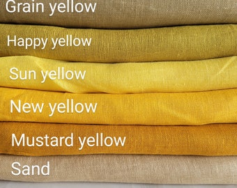 Yellow Thin linen fabric  pure flax transparent fabric, loose weave sheer, lightweight. 110gsm by the yard by the meter for curtains