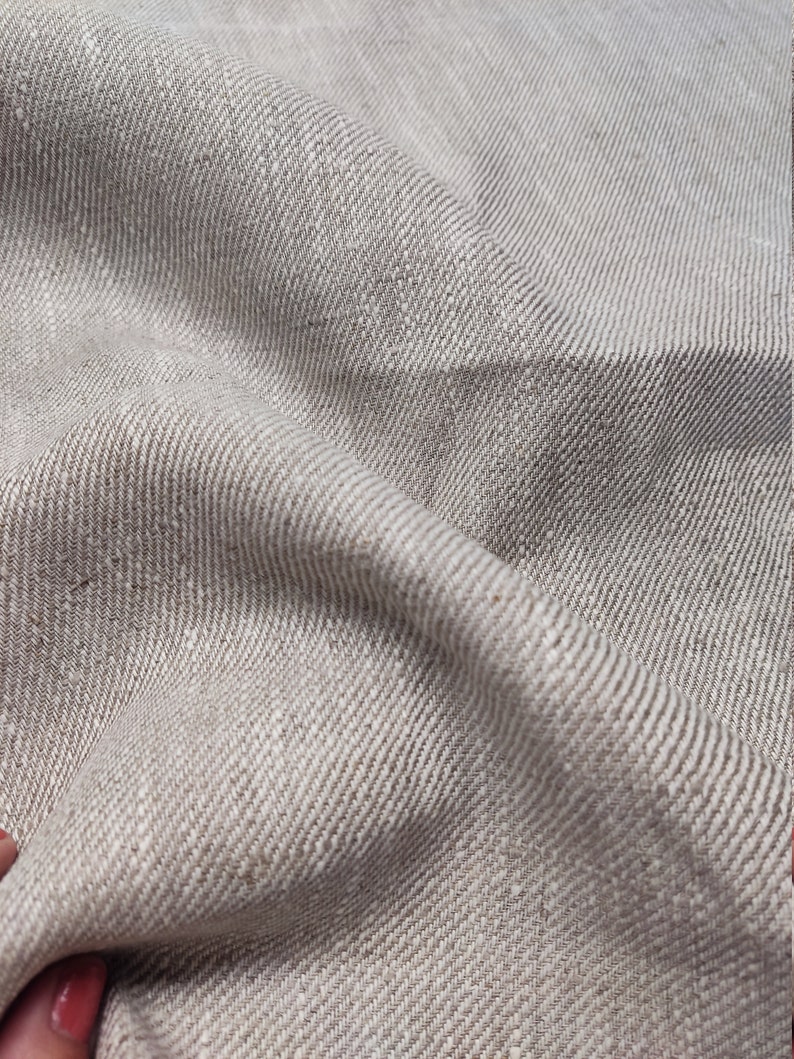 Czysta tkanina lniana, bardzo ciężka, niebarwiona, wstępnie wyprana. 280 g/m² Tkanina lniana organiczna, cięta na wymiar, tkanina lniana na metry. Tkanina rustykalna zdjęcie 8
