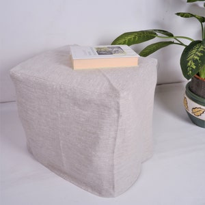 Custom linen cover for ikea cube  natural flax slipcover.  bench pouf sofa square Linen Ottoman slipcover