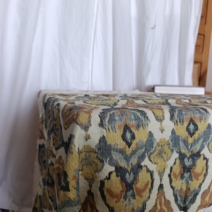 rustic natural Linen tablecloth with big print - custom size - Round elegant table linen brown block print pattern, indian style boho chic