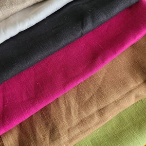 Tessuto di lino 100% PESO PESANTE magenta, lino stonewashed VERDE naturale blu nero marrone 240 gsm tagliato su misura o al metro morbido