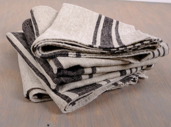 Set of linen napkins French linen Linen cloth napkins. coutry style linen Cottage Pale grey Linen napkins Stonewashed