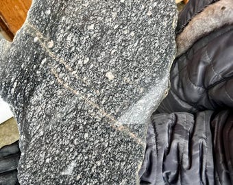 Freiberger Graugneis 4.900 g (0,02 Euro/g), 1 Stück, poliertes XXL Unikat aus Bieberstein (Sachsen), Grau, Stein der Struktur und Heimat