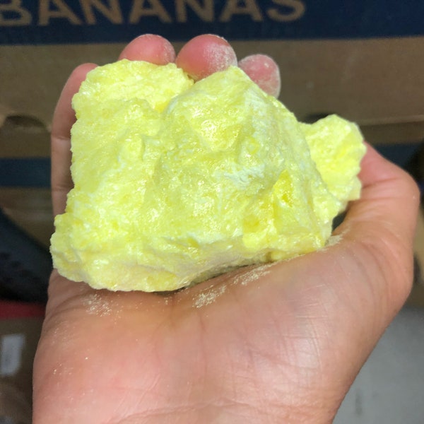 Sulfur, 0.9 kg, Indonesia, pure sulfur rough stone