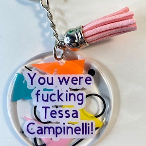 Sleutelhanger Degrassi High, Tessa Campinelli, Degrassi merch, Handgemaakt uniek cadeau, cadeau voor haar of hem, Degrassi Old school, nostalgische sleutelhanger