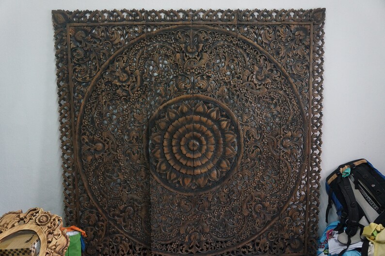 Mandala Headboard King Wood Carving Panel 72 x 72 inches Etsy