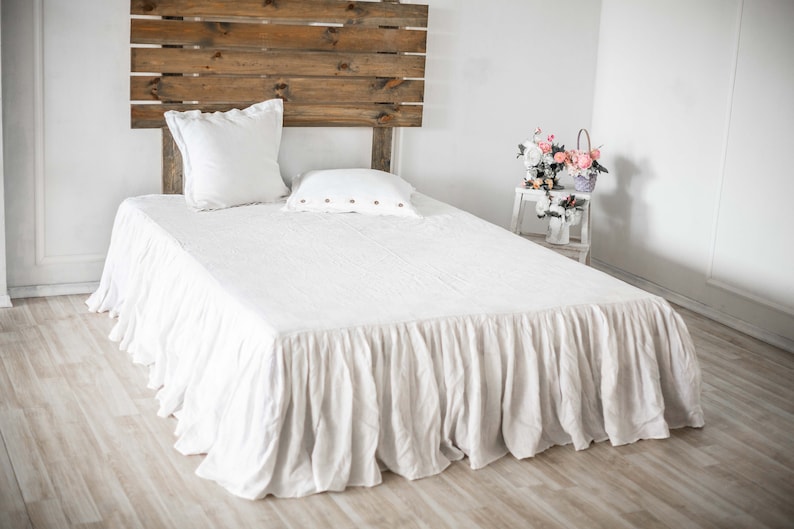 Linen Dust Ruffle Bed Skirt European Flax Natural linen Twin Etsy