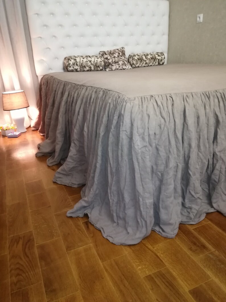 Linen Dust Ruffle Bed Skirt European Flax Natural linen Twin Etsy