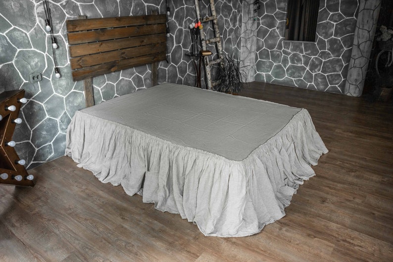 Linen Dust Ruffle Bed Skirt European FlaxLinen Dust With Etsy