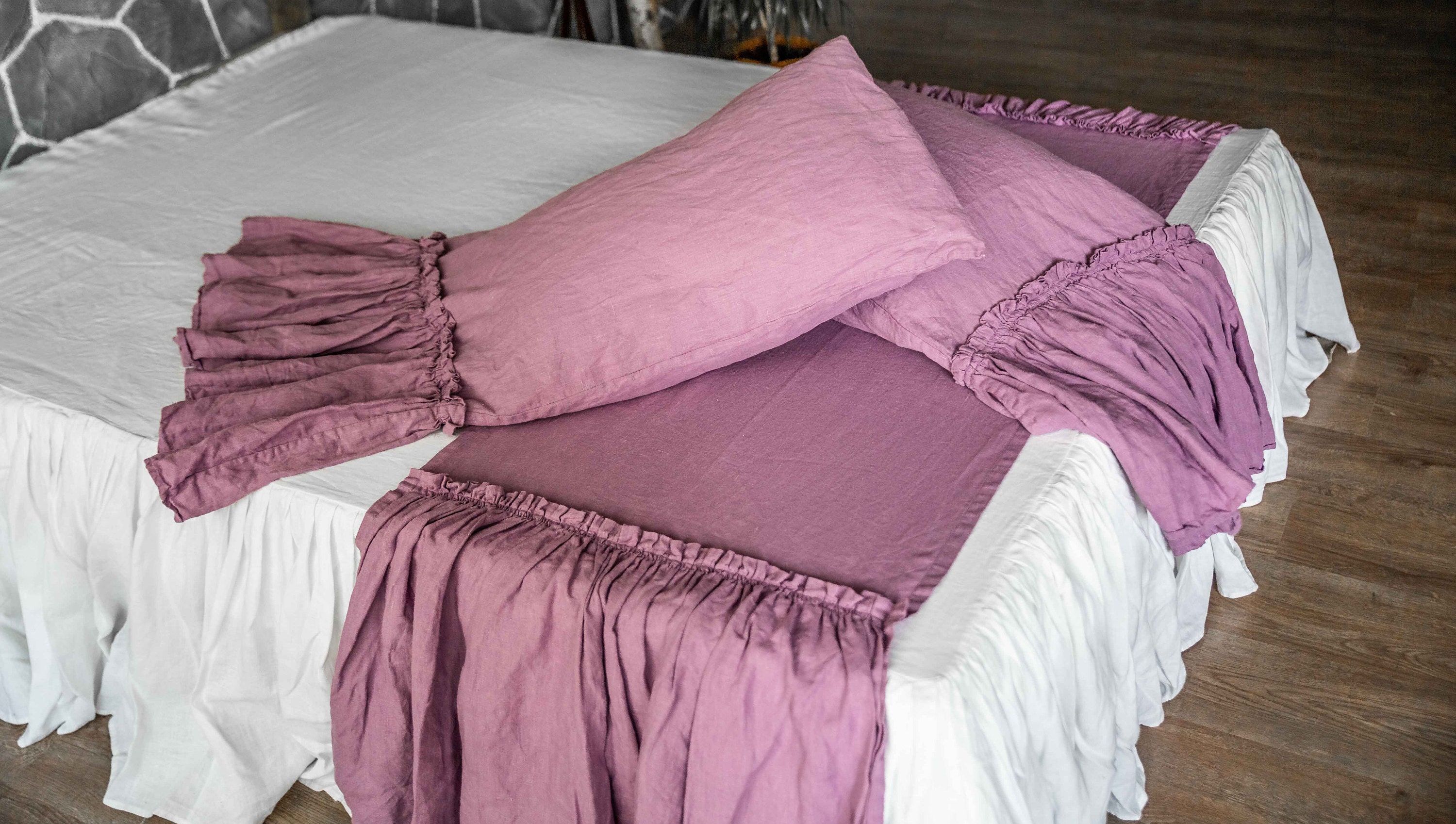 Ruffled Bed Scarf Ruffled Bed Linens Ruffled Bed Cover Etsy