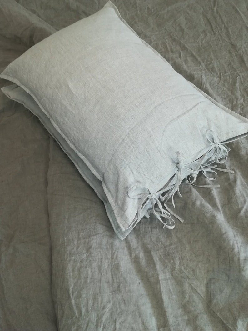 Pillow case ties.Linen pillowcase.Pillow shams.Soft washed Etsy