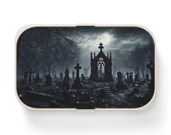 Goth Cemetery Bento Lunchbox, Dark Gothic Uniek Design Lunchbox, Halloween Lekvrije Container, Lunchbox Perfect voor school of werk