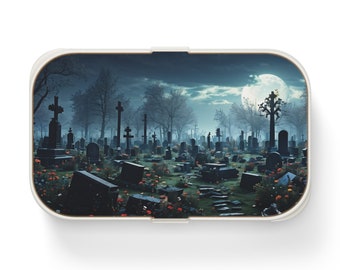 Dark Gothic uniek design lunchbox, Goth begraafplaats Bento lunchbox, Halloween lekvrije container, lunchbox perfect voor school of werk