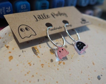 Little Pinky acrylic earrings, Pacman ghost