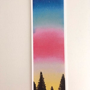 Sunset Forest, Zelfgemaakt, Aquarel Boekenlegger, Lytsepoekie Original Design image 3