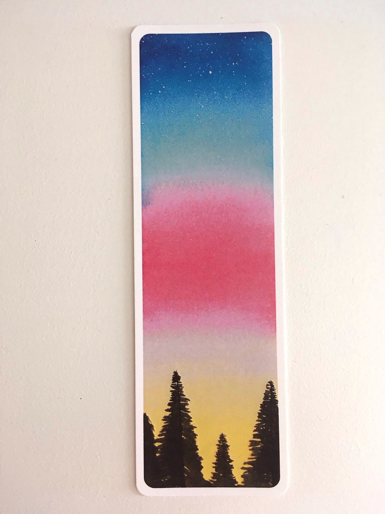 Sunset Forest, Zelfgemaakt, Aquarel Boekenlegger, Lytsepoekie Original Design image 3