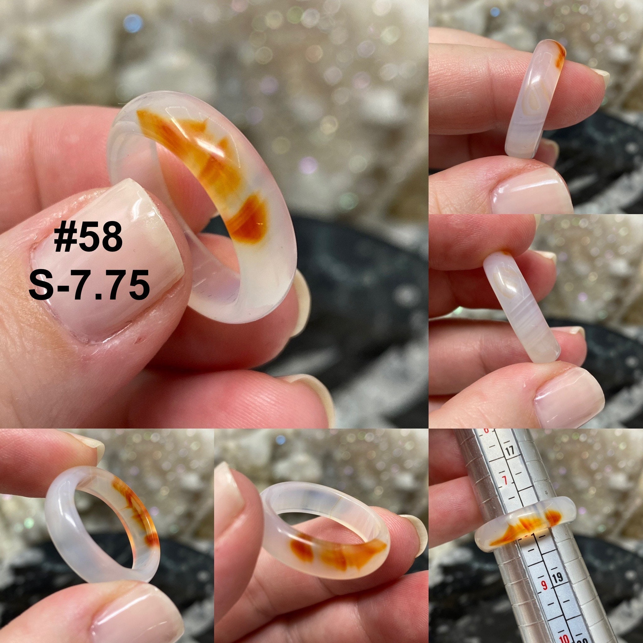 Agate 5mm Band Rings Size 7.75 's 55-63 Agate Agate - Etsy