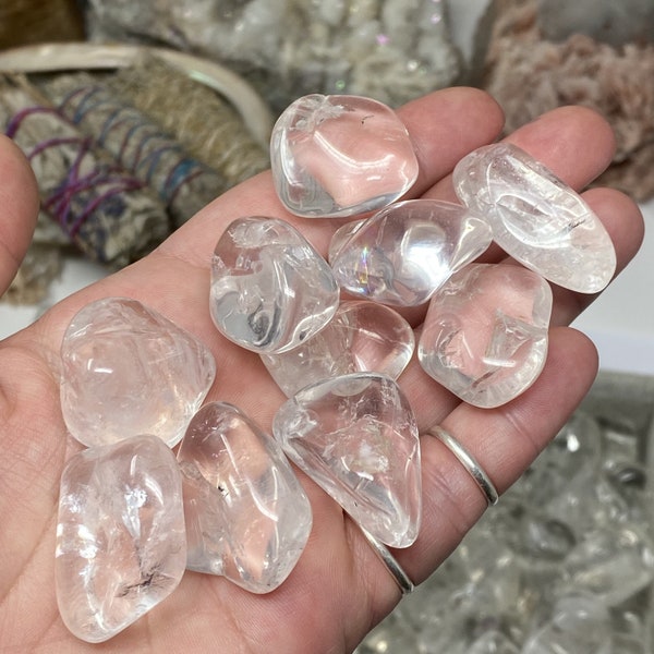 Clear Quartz Medium Tumbles, clear quartz tumbles, quartz tumbles, clear quartz, quartz, crystal tumbles, tumbled stones
