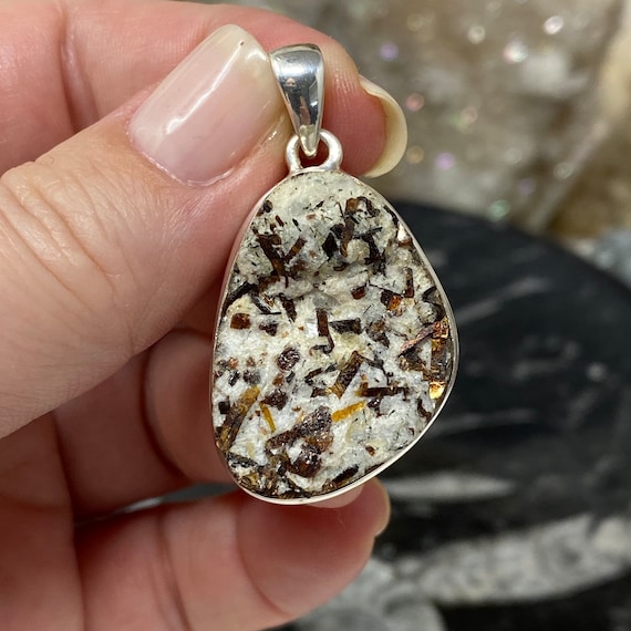 Astrophyllite Pendant Astrophyllite Astrophyllite Jewelry 925 Sterling Silver Etsy