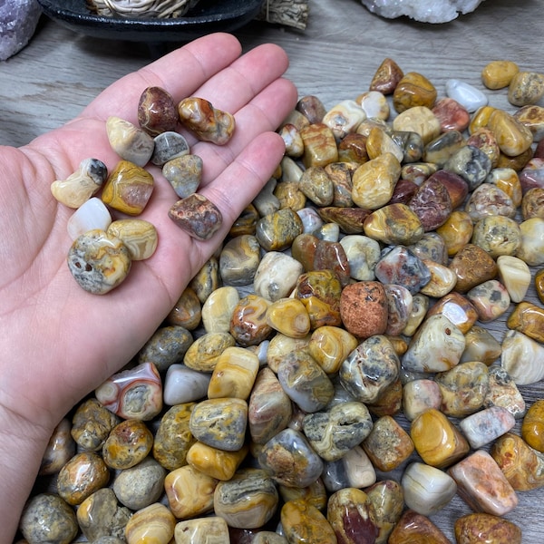 Crazy Lace Agate 10-15mm Tumble, yellow crazy lace agate, crazy lace, agates, small tumbled stones, agate tumbles, crazy lace stones