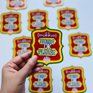Handpainted Horn Ok Please Magnet inspired by Indian Pop Truck Art, Great for small gifting needs or unique home decor for your office
