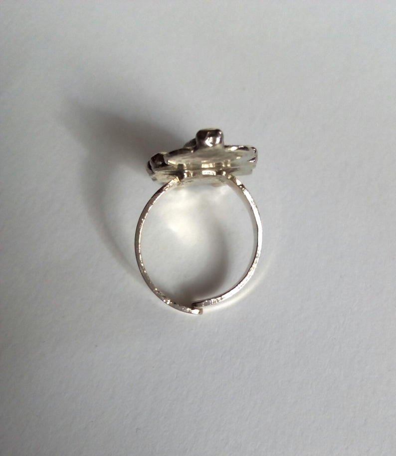 Vintage silver woman ring old silver ring 1980s ring silver and black ring vintage gothic ring gift for her