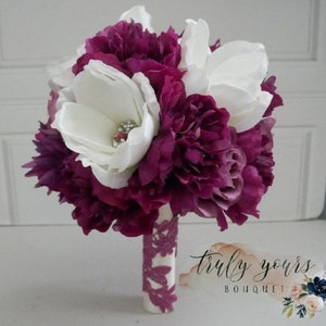 Bride bouquet, bridesmaids bouquet, brooch bouquet, brides bouquet, fusia bouquet, lace bouquet