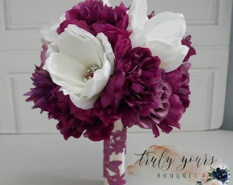 Bride bouquet, bridesmaids bouquet, brooch bouquet, brides bouquet, fusia bouquet, lace bouquet