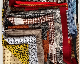 Job Lot 10 Patterns Art Nouveau Printed Vintage Scarf Lot Group Mixed Colours