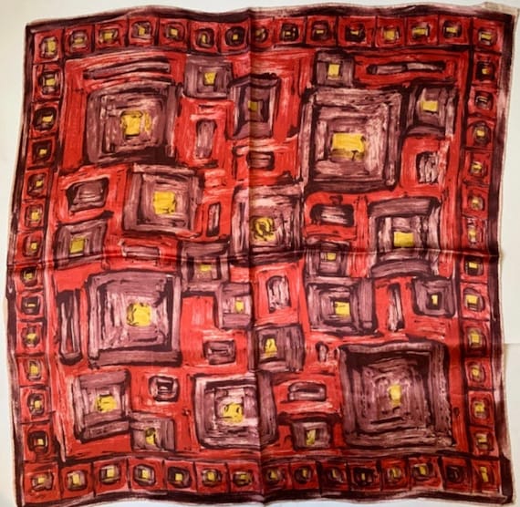 5 Vintage 1950s Patterned Abstract Scarf Randomly… - image 5