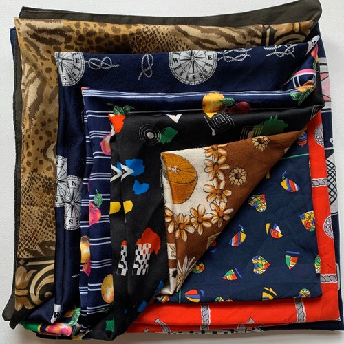 10 Floral Printed Vintage Scarf Lot Group Mixed Colours and Etsy UK
