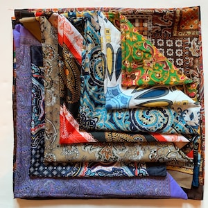 10 Muster Jugendstil Gedruckt Vintage Schal Lot Gruppe Gemischte Farben und Stoffe Europäische Schalsammlung