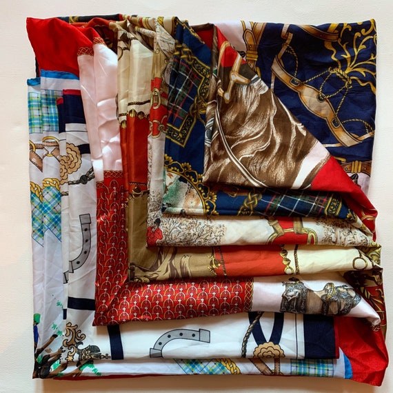 10 Horse Lovers Equestrian Printed Vintage Scarf L
