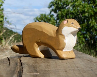 Wooden weasel⎜Wooden wild animals⎜Animal toy⎜Ecological toy⎜Educational toy⎜Child gift⎜Wood decoration⎜Wooden animals⎜Weasel toy⎜Weasel