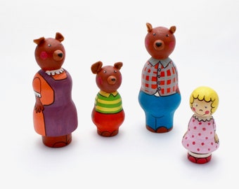 Goldilocks and the three bears⎟Peg dolls tale set⎟Peg dolls set⎟Peg dolls tale⎟Wooden toy⎟Educational toys⎟Kids wooden toy⎟Children gift
