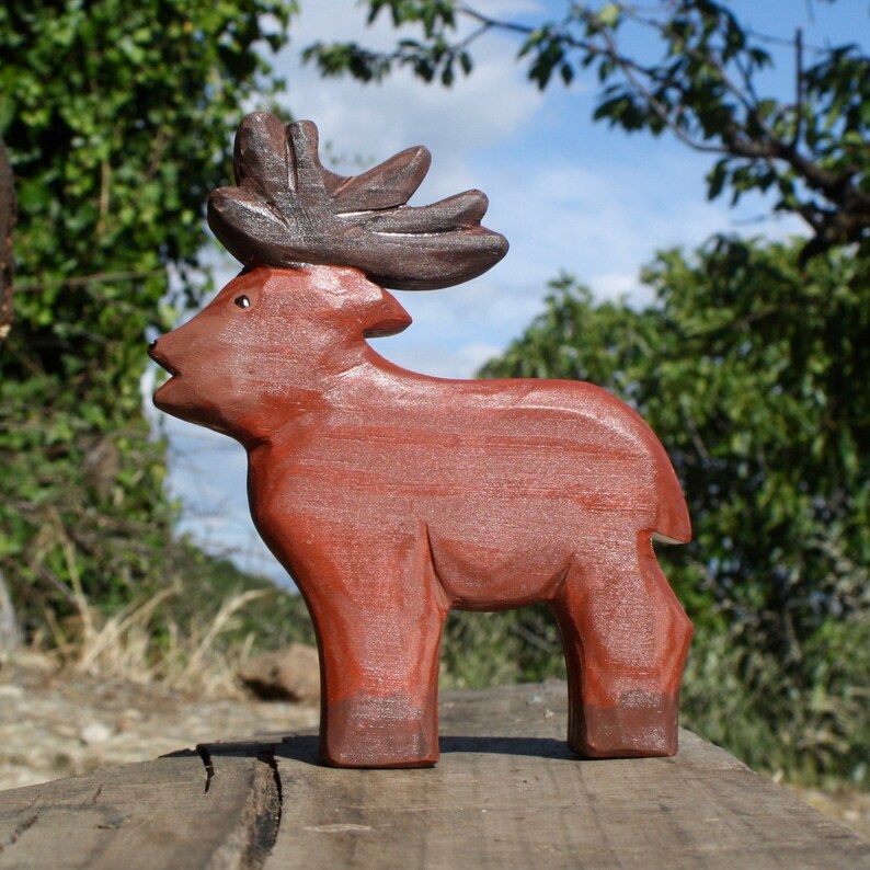 Wooden deerWooden wild animalsWooden toyEcological toyEducational toyChildren giftWood decorationKids toyWooden toyDeer toyDeer image 4