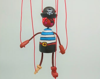 Pirate puppet, wooden puppet, wooden toy, children's toy, puppet, educational toy, string puppet for boys and girls,Puppet,Eductional Toy