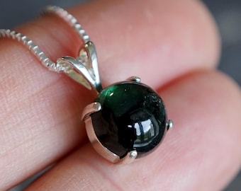 Tourmaline Pendant Necklace: Sterling Silver Gemstone Jewelry, Pink, Green, Yellow, Amber Tourmaline