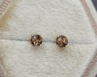 Smoky Quartz Earrings 14k Gold Filled or Sterling Silver 4mm