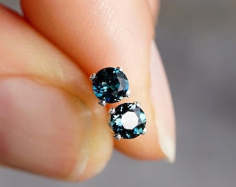 London Blue Topaz Stud Earrings: 925 Sterling Silver or 14k Gold Filled