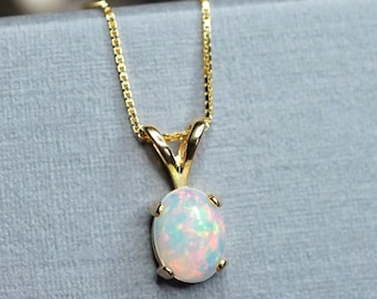 Ethiopian Opal 18k Gold Vermeil Pendant Necklace